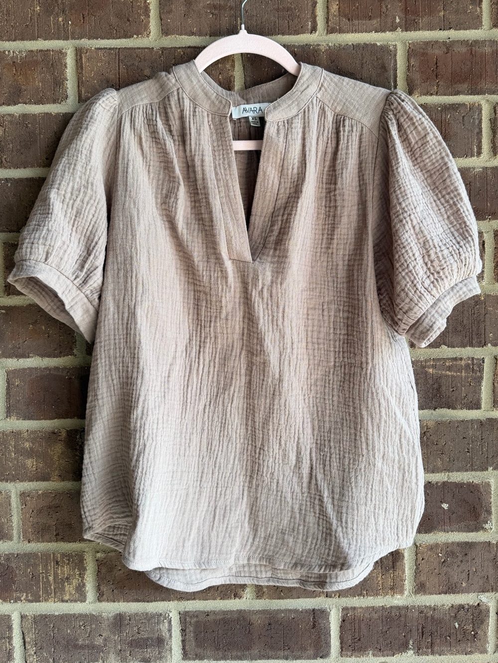 Avara Cream Gauze Short-Sleeve Blouse